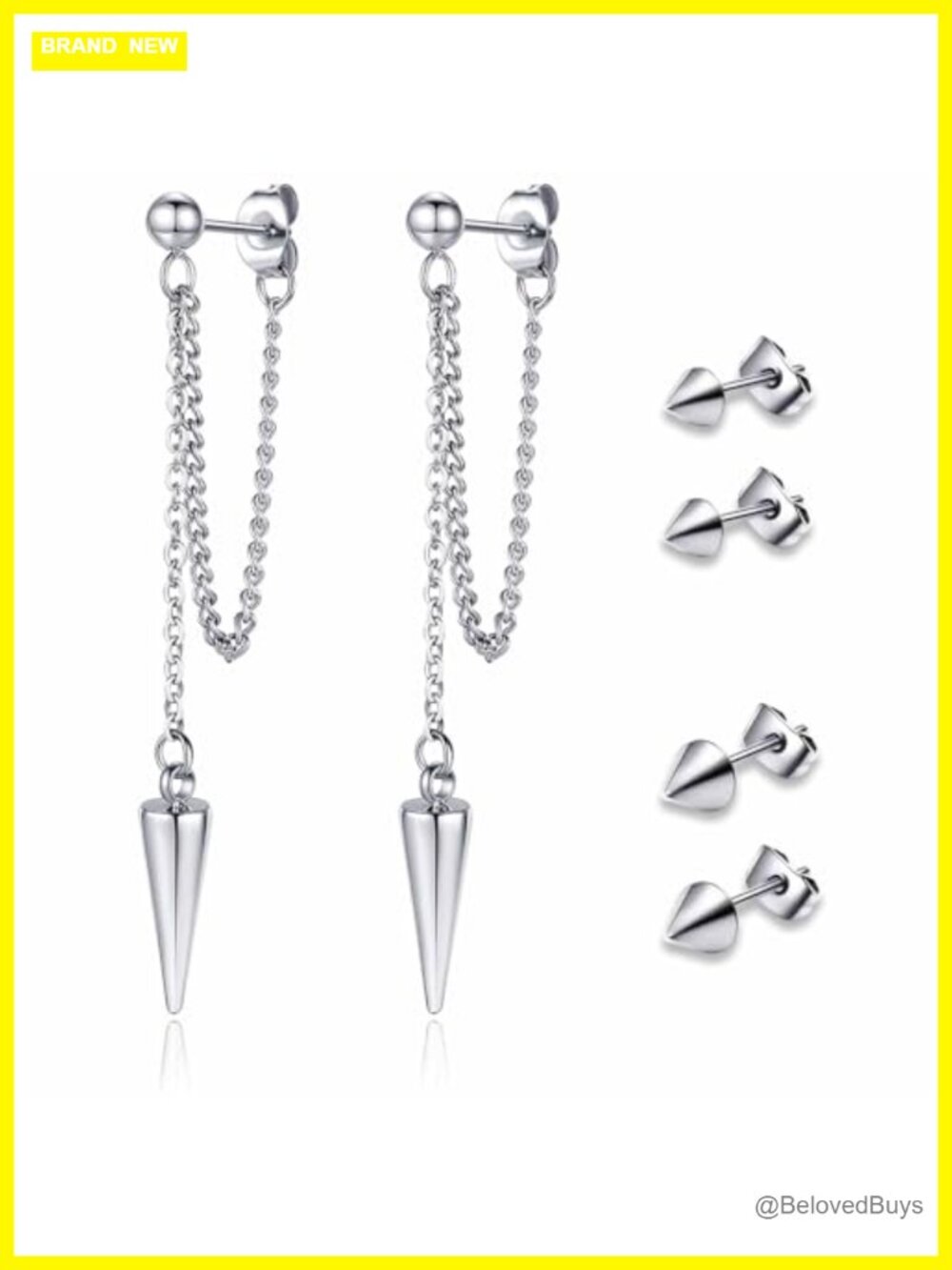 Stainless Steel Dangle Stud Earrings Set